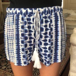 Blue tie die shorts